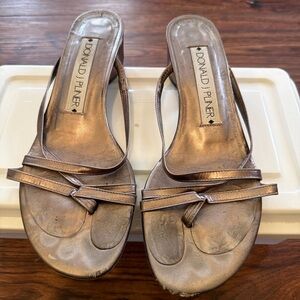 Donald J Pliner Metallic Leather Slip-On Sandals – Size 7